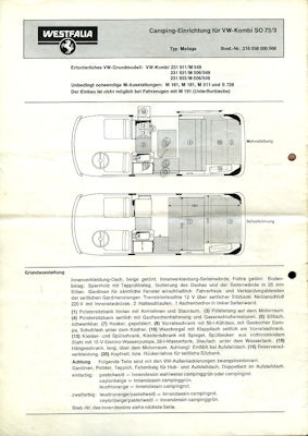 VW T 2 Westfalia brochure 8.1973