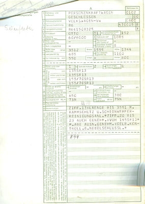 VW Polo Typ 86 Original Fahrzeugbrief 1975