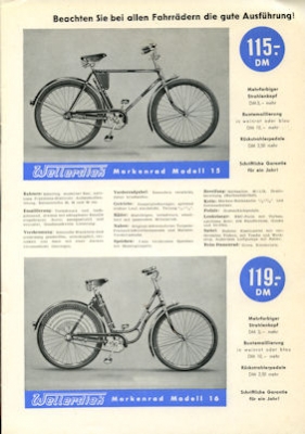 Wellerdiek Fahrrad Programm 1950