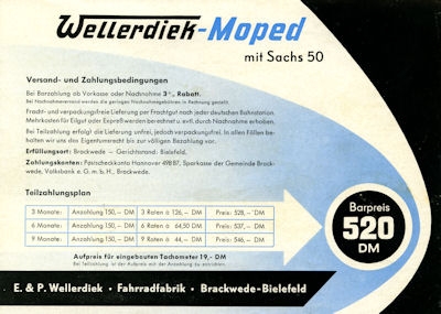 Wellerdiek Moped Prospekt 1950er Jahre