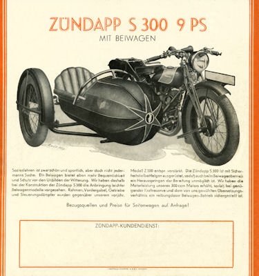 Zündapp S 200 300 Rekord Prospekt 1930