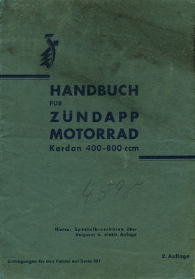 Zündapp K 400-800 owner`s manuel 1934