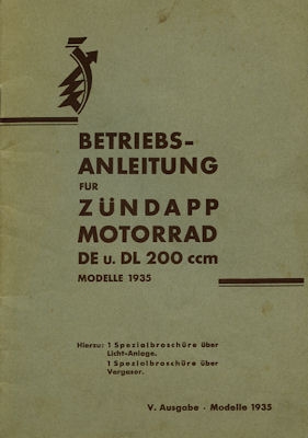 Zündapp DE DL 200 Bedienungsanleitung 1935