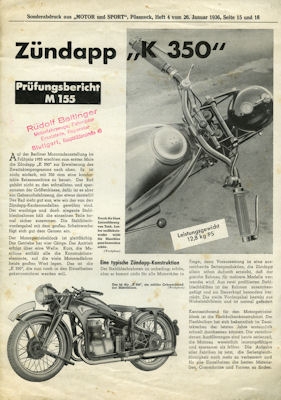 Zündapp K 350 Test 1936