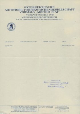 Österreichische Automobil Fabriks AG Briefbogen 1930er Jahre